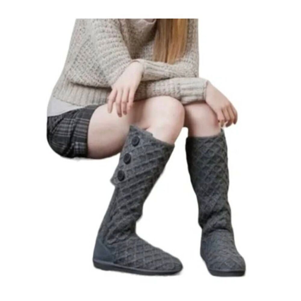 UGG Cardy Women’s Size 8 Gray Cable Knit Winter Tall Knee High Boots